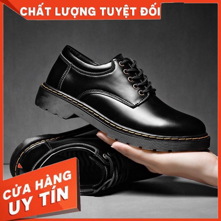 Giày da nam Hàn Quốc -Giầy doctor nam da bóng, da lì Cao Cấp