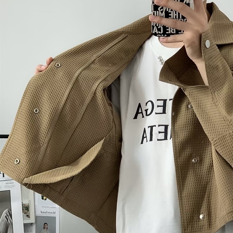 Áo Khoác Kaki Dáng Ngắn Phong Cách Đường Phố Hồng Kông Thời Trang Xuân Thu Cá Tính Size M-2XL