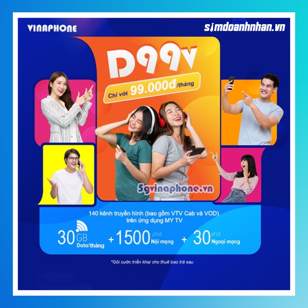 Sim 4G Vinaphone Năm Sinh D99V/1500 phút gọi nội mạng VNP, 1GB/ngày