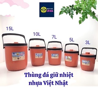 Phích đá giữ nhiệt hình tròn hút chân không nhựa cao cấp Việt Nhật 3910 BH 6 Tháng, Bình đựng đá giữ nhiệt nhiều size