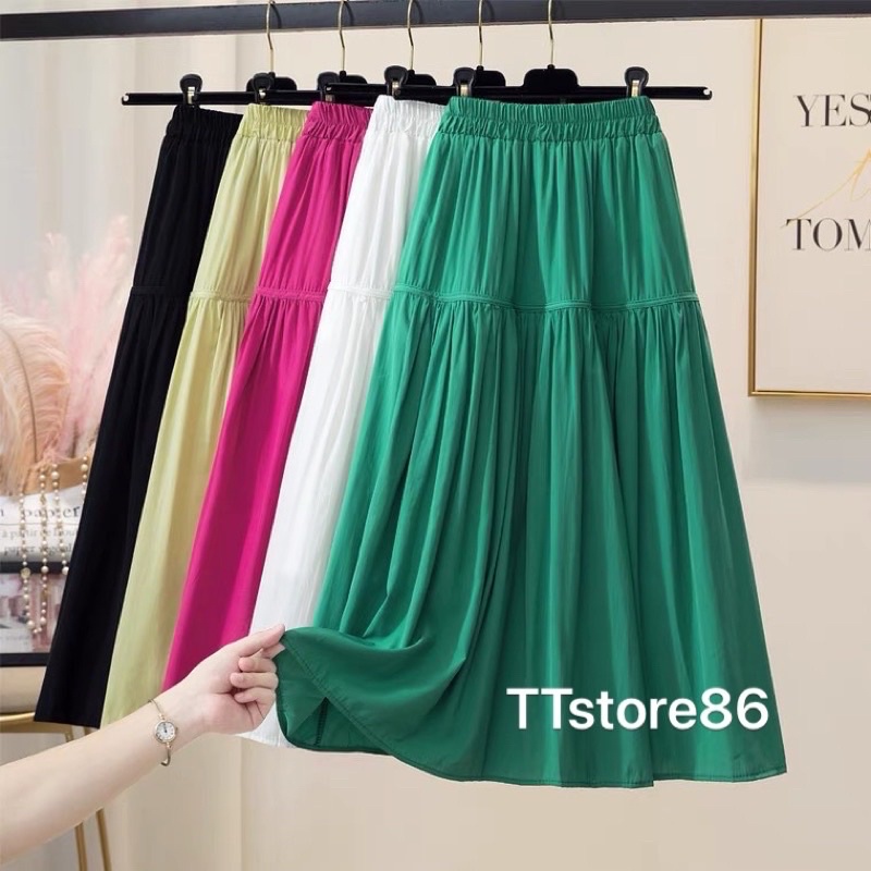 Chân váy Quảng châu lụa 2 lớp mẫu thời trang mới nhât