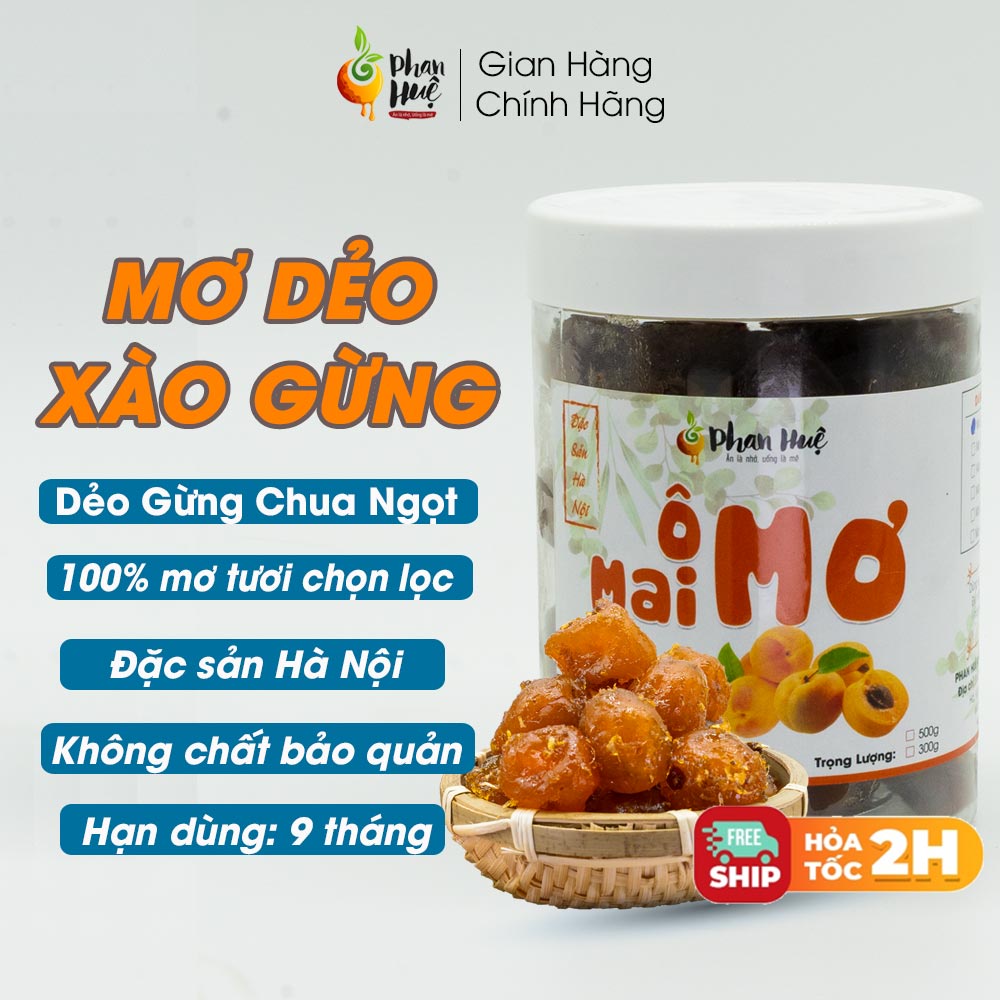 Ô mai xí muội mơ dẻo xào gừng chua ngọt Phan Huệ hộp 100g 300g 500g đặc sản Hà Nội