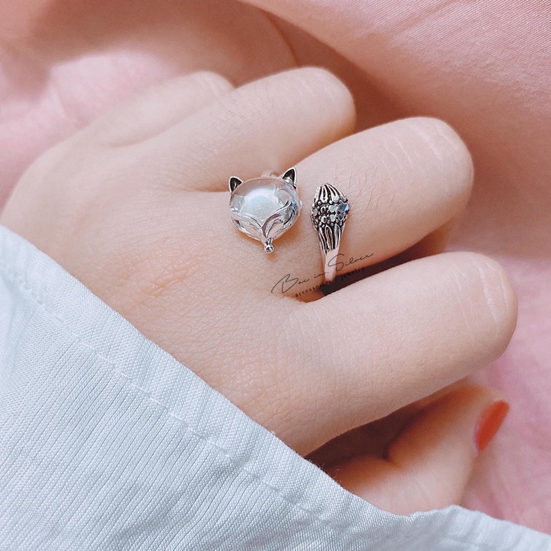 Nhẫn nữ bạc ta hoạ tiết hồ ly Bạc ỉn