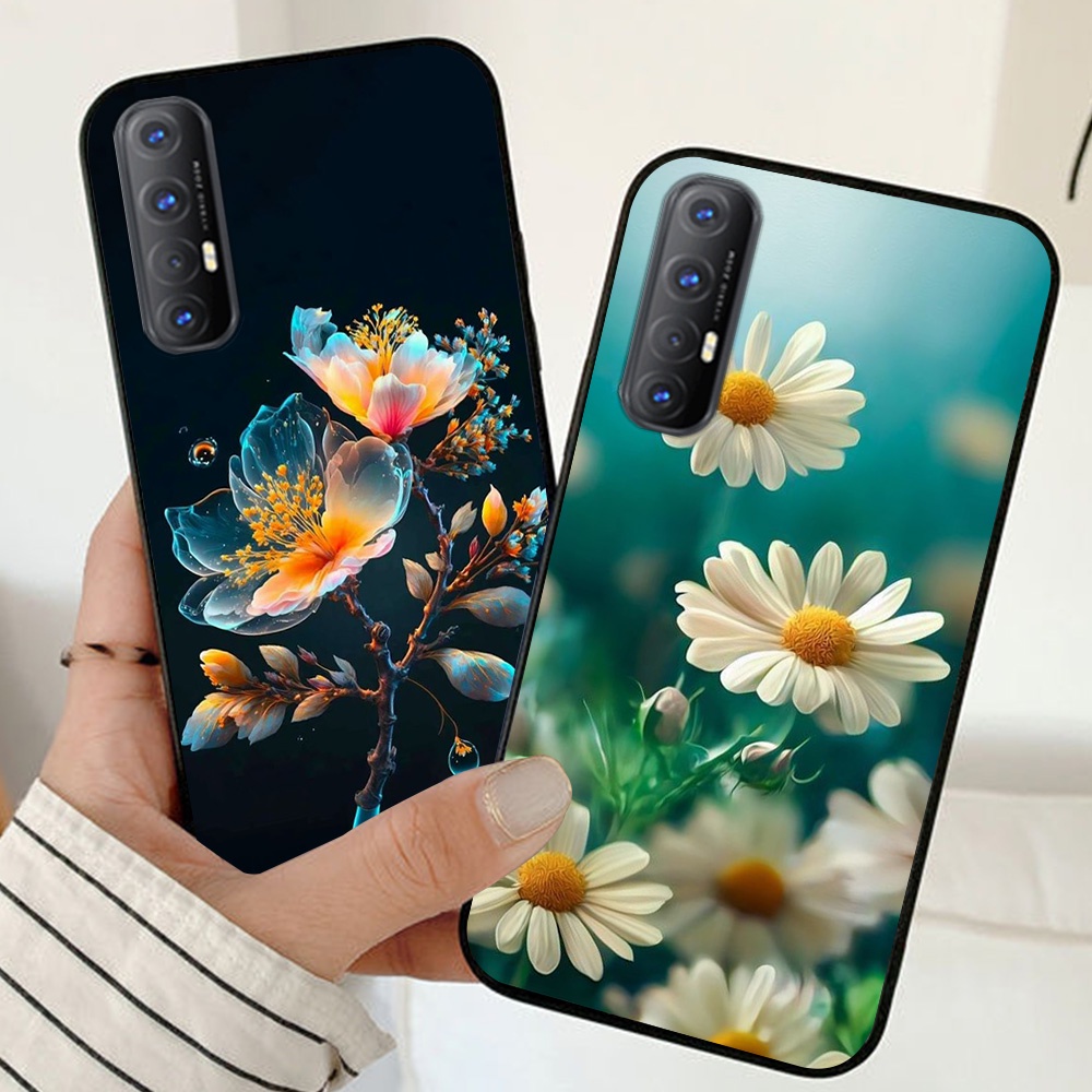 Ốp lưng oppo reno 3 / oppo reno 3 pro / a91 in nhám hình hoa cỏ