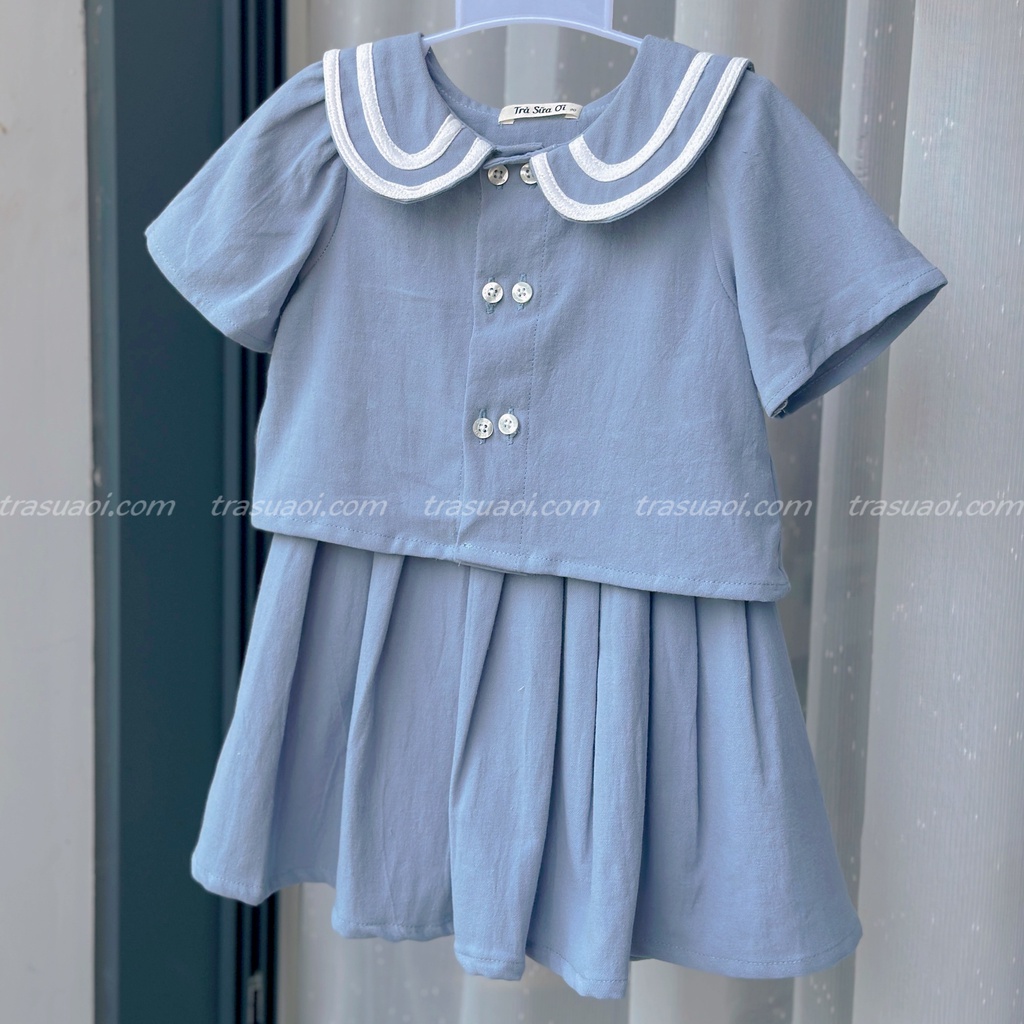 Set váy 2 chi tiết cho bé gái, áo thủy thủ kèm chân váy tennis - TRASUAOI D075