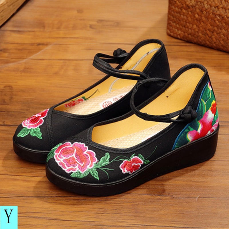 Giày Vải Đế Dày Thêu Họa Tiết Phong Cách Trung Hoa Cổ Điển Cho Nữ