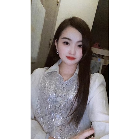 Áo sơ mi vải lụa đính nhũ kim cương,áo sơ mi công sở phong cách sang chảnh thanh lịch nhẹ nhàng