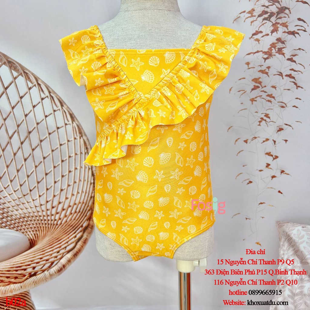 [11-25kg] Đồ Bơi Bé Gái HM - Vàng Sò