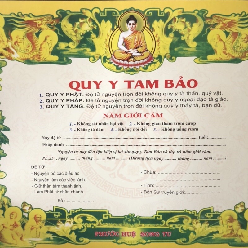 Tờ quy y Tam bảo