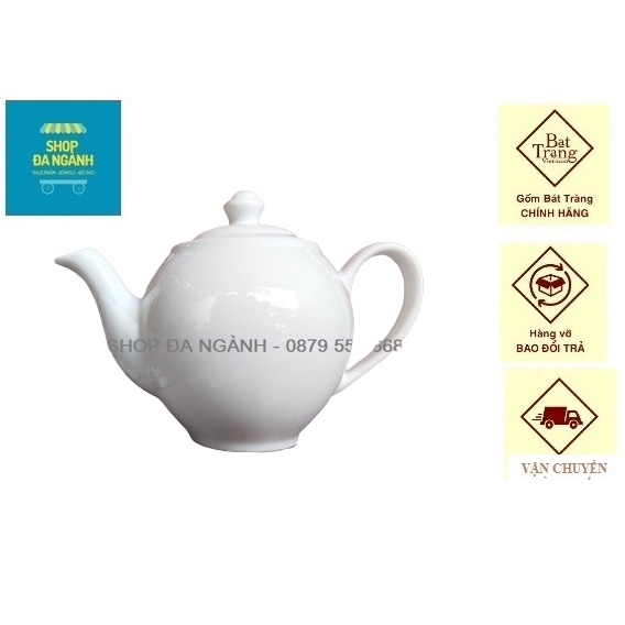 Ấm trà siêu trắng có màng lọc chống tắc dung tích 500 ml gốm sứ Bát Tràng