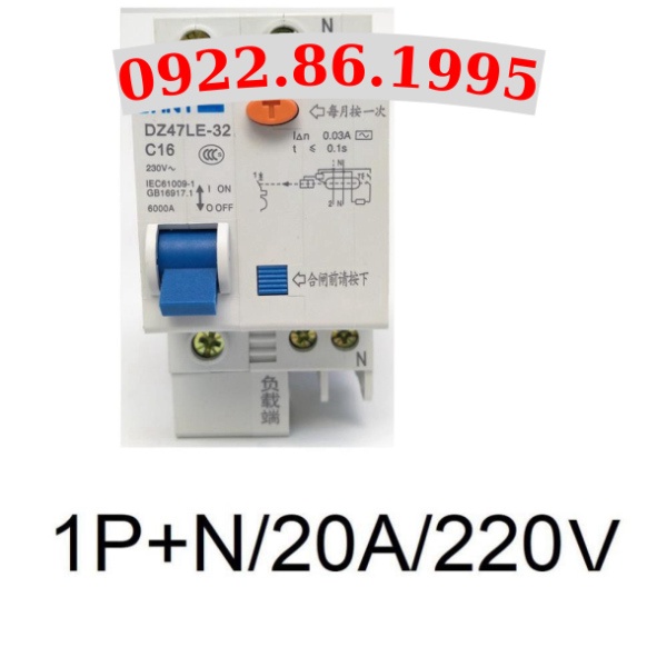 168168 Chint Aptomat  chống dò NXBLE-32 chống giật điện RCBO 1P+N NEW