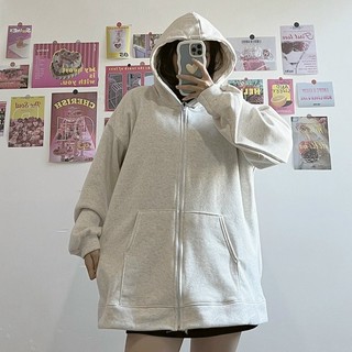 Áo Khoác Nỉ Trơn Dây Kéo Unisex - Áo Hoodie Khóa Zip Ullzang Form Rộng