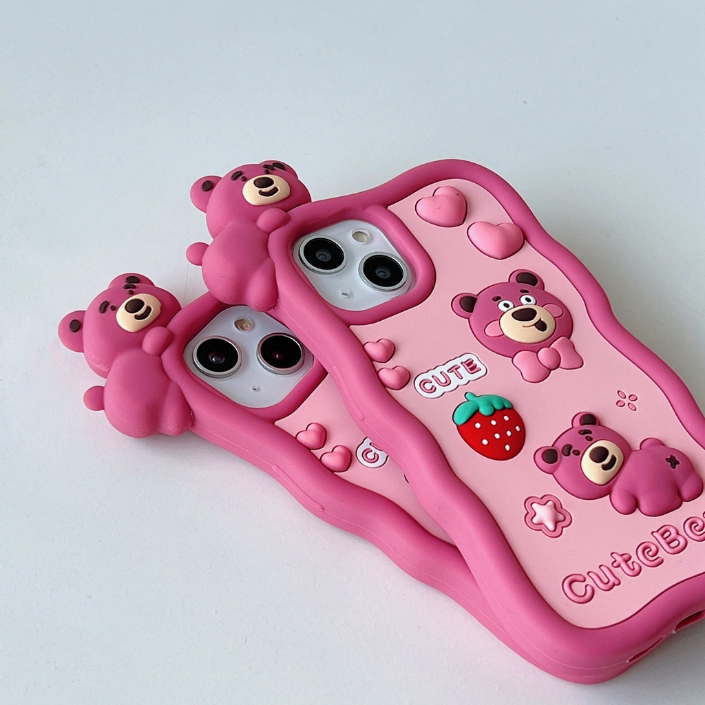 Ốp Điện Thoại Silicon Mềm Hình Gấu Lotso 3D Dễ Thương Cho Iphone 14 14 Pro 14 Pro Max 11 12 promax 13 Pro Max