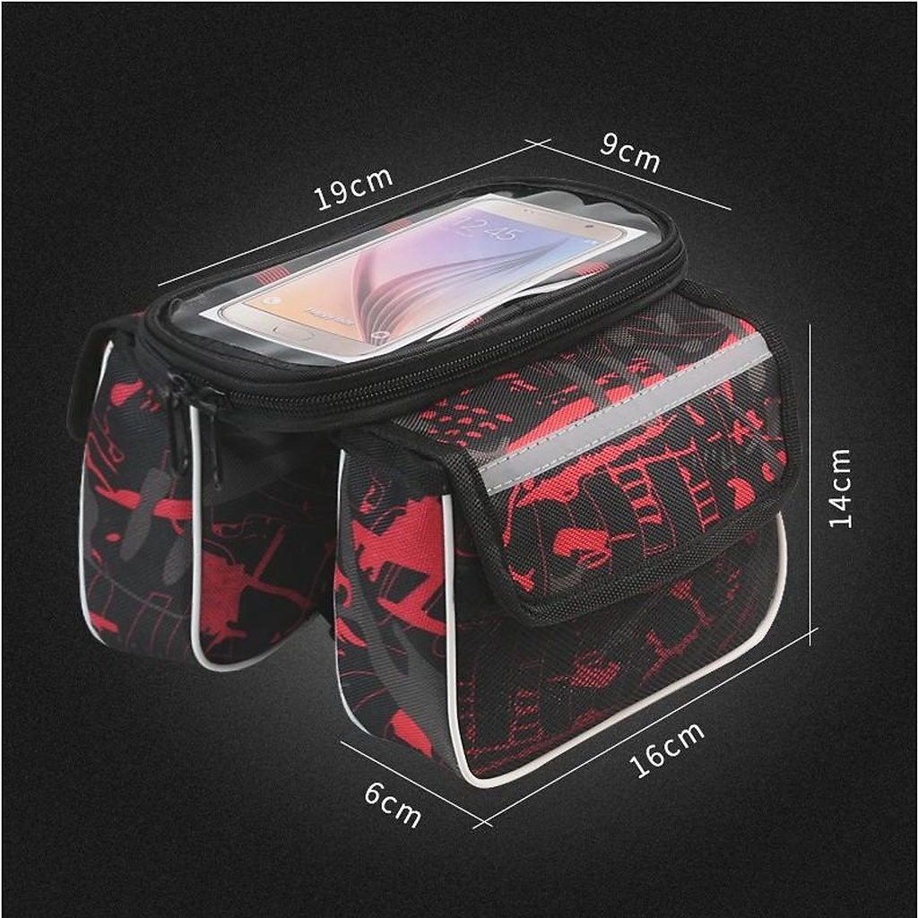 Túi Treo Trước Ghi Đông Xe Đạp Chống Thấm Nước, Túi Treo Sườn Xe Đạp Cao Cấp Có Ngăn Đựng Điện Thoại Cảm Ứng Đa Dụng