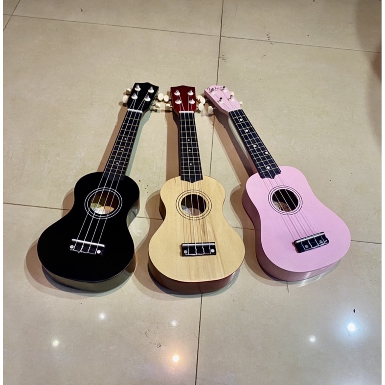 Đàn ukulele giá rẻ chính hãng S Việt nhiều màu sáng, đen, hồng, gỗ