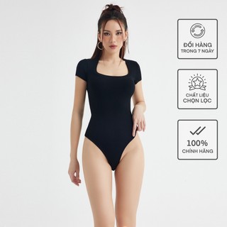 Áo Ngắn Tay Cổ U Leo Bodysuit Nữ BUSY Thun Zip Dẻo 1 Lớp Co Giãn Ôm Sát NT13B