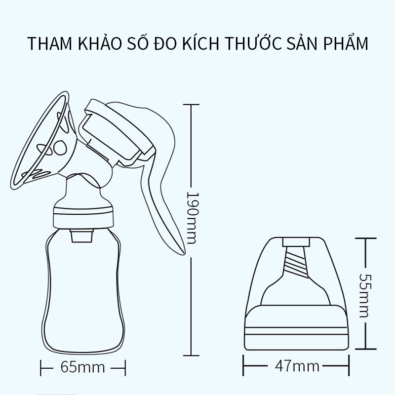 Máy hút sữa bắng tay, máy vắt sữa tiện lợi có đệm massage êm ái, không đau rát điều chỉnh lực hút bằng tay đơn giản