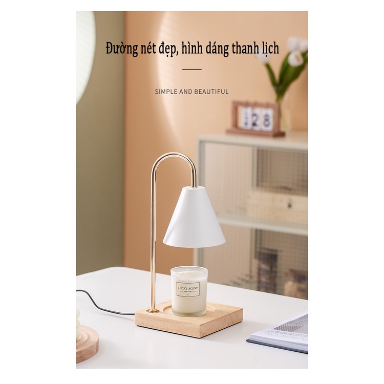 Xông Phòng Nóng Chảy Đèn Sáp Hương Thơm Tinh Dầu Nóng Chảy Đèn Nến Phòng Ngủ Đầu Giường Bằng Gỗ Đèn Ngủ Để Bàn