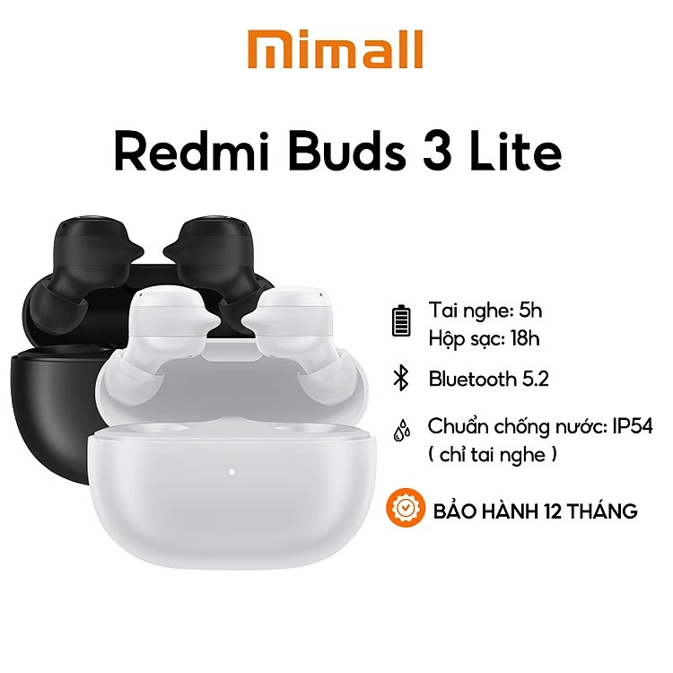 Tai nghe Xiaomi Redmi Buds 3 Lite - Tai nghe không dây - Tai nghe TWS bảo hành đổi mới 12 tháng
