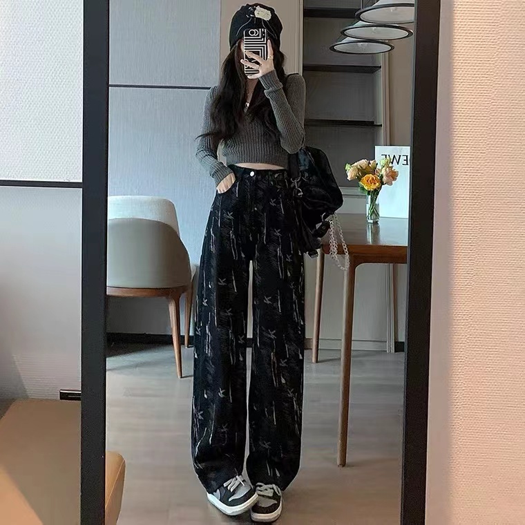Quần jean nữ ống rộng lưng cao JINX, quần jean ống rộng nữ thiết kế đẹp mới phong cách Hàn Quốc 1945