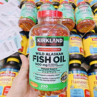 Dầu cá hồi thiên nhiên ép lạnh Alaska wild fish oil Alaskan Omega 1400mg Kirkland Mỹ 230v