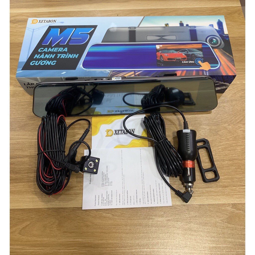 Camera hành trình ô tô  dạng gương chiếu hậu hỗ trợ quay trước sau đồng thời bảo hành 12 tháng