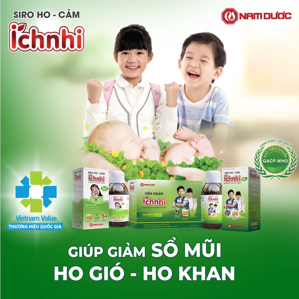 [Combo 3 chai] Siro ho cảm Ích Nhi chai 90ml hỗ trợ giải cảm, giảm ho, sổ mũi, tiêu đờm, cho trẻ nhỏ, bà bầu, cho con bú