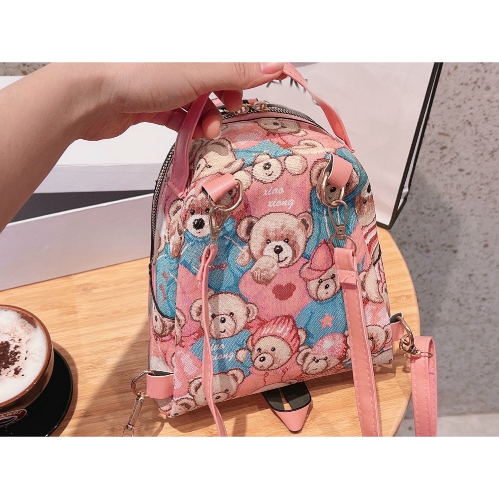 Balo nữ thời trang Bag.thanhthu đủ size hoạ tiết gấu hồng đi học đi chơi siêu xinh 103