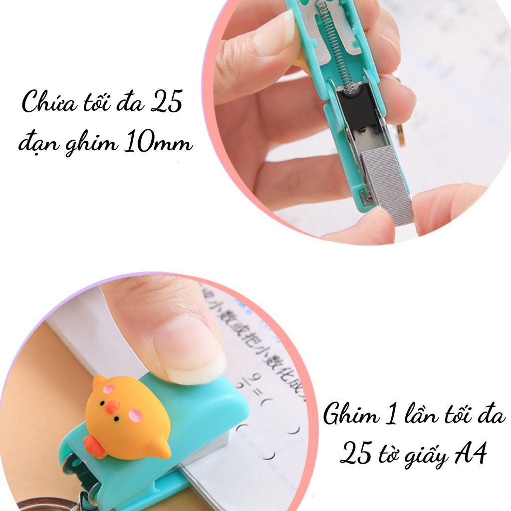 Dập Ghim Mini Gắn Charm Kèm Móc Treo Tiện Lợi Cho Học Sinh Ghim Bấm Giấy 10mm Cute Decor Sổ Vở Tài Liệu