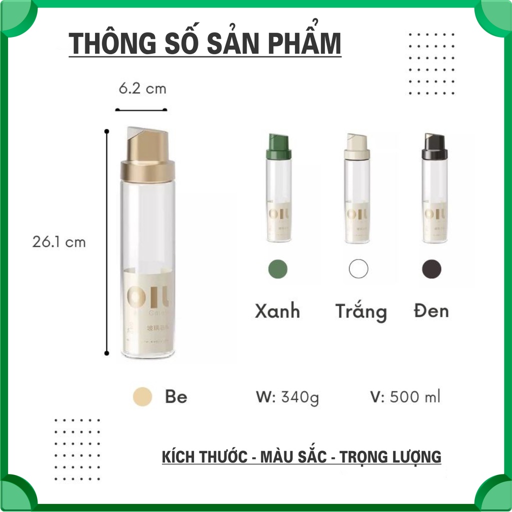 Bình đựng dầu ăn thủy tinh thông minh nắp tự đóng mở, chai – lọ đựng dầu ăn thủy tinh cao cấp