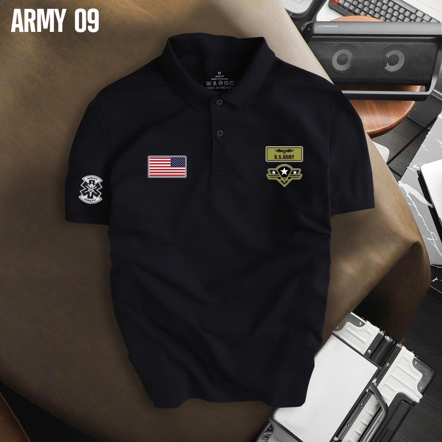 Áo Polo nam nữ QUÂN ĐỘI US ARMY 09 cổ bẻ vải xịn fullbox, trẻ trung, thanh lịch