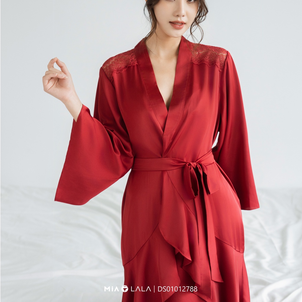 Áo choàng ngủ lụa phối ren quyến rũ MIALALA 2788 DS01012788