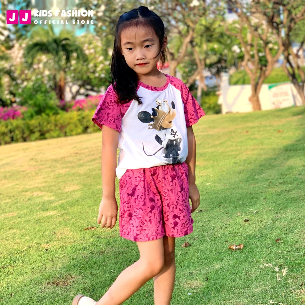 Bộ bé gái mùa hè JJ Kids, vải cotton họa tiết dễ thương, năng động cho trẻ em 2,3,4,5,6,7,8,9,10,11,12 tuổi  [JJK_B5]