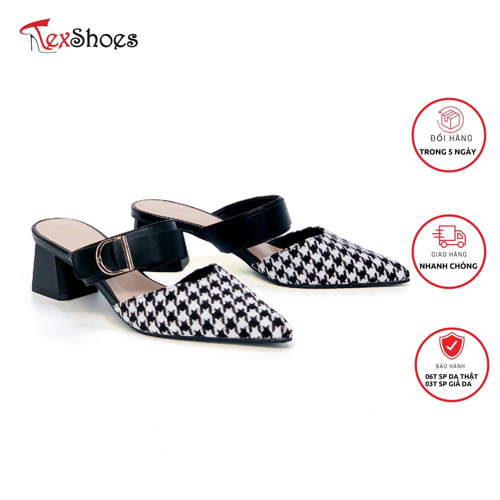 Giày sục nữ thời trang cao cấp mũi nhọn gót 6cm VNXK TEX SHOES