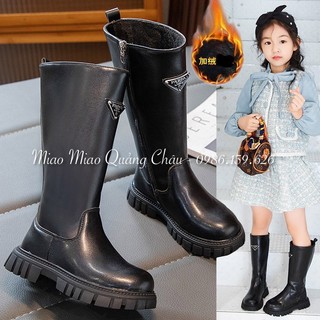 Giày dép trẻ em miao miao quảng châu boot da bé gái cổ cao