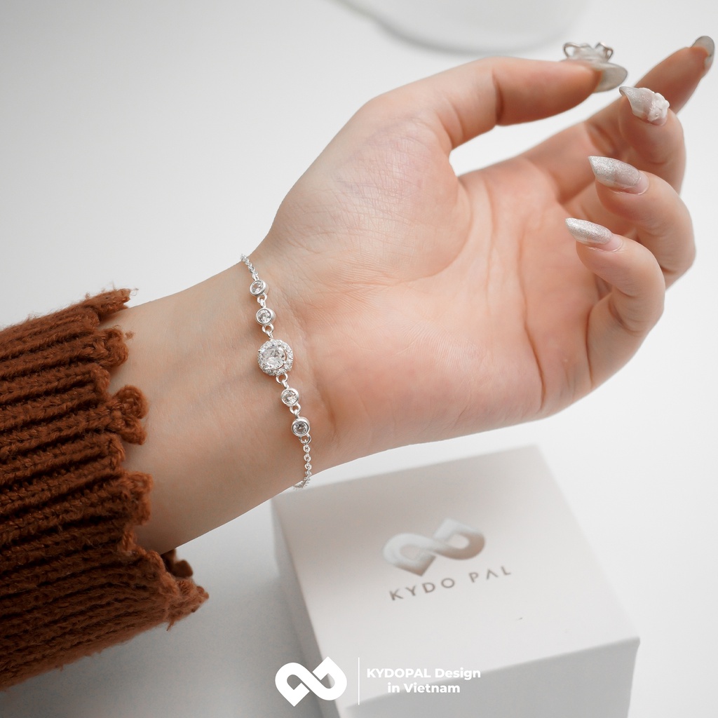 Lắc tay bạc KYDOPAL đính đá cá tính trang sức nữ cao cấp ý 925 - PAL9L6