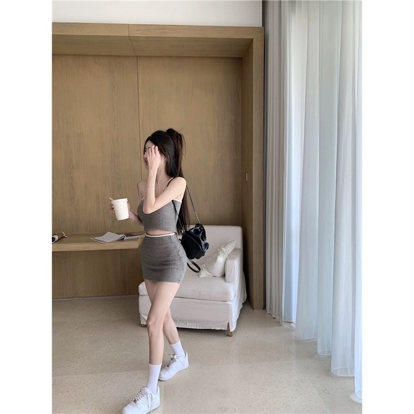 DORÉE - Set áo dệt kim + chân váy ngắn ôm body