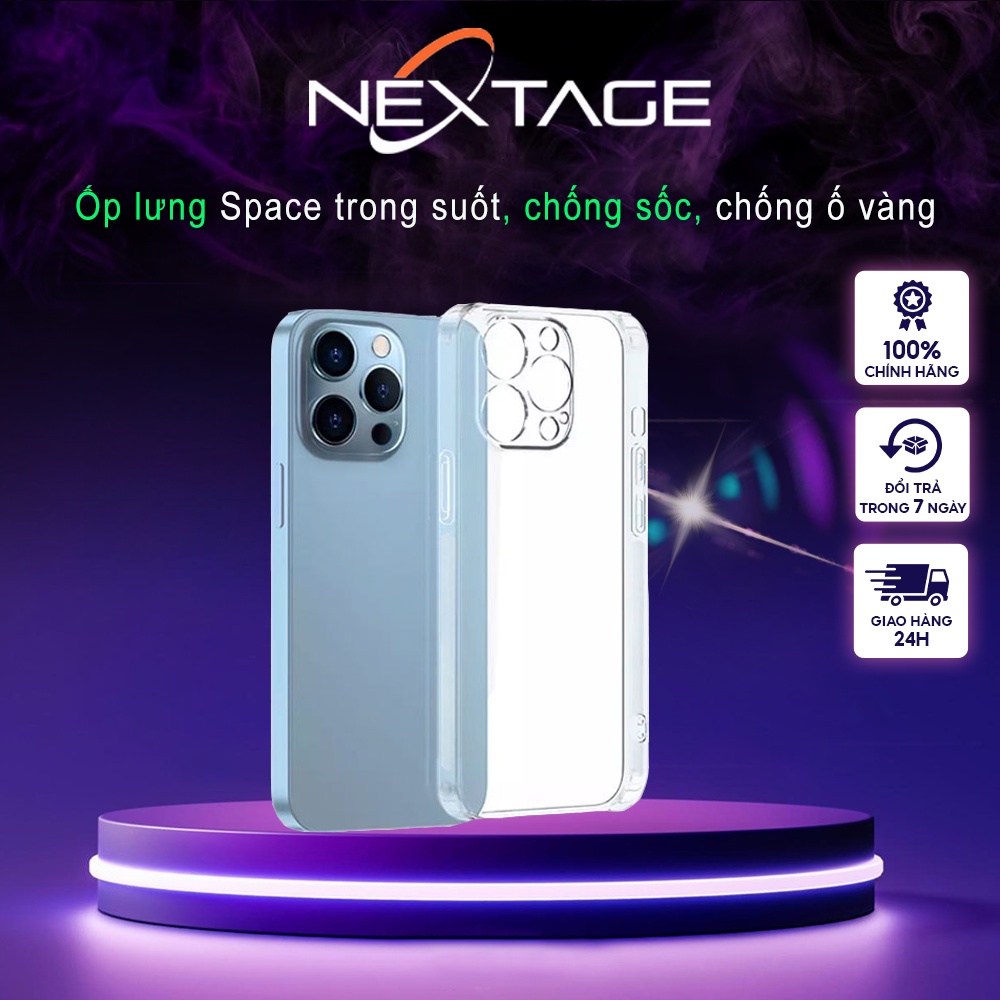 Ốp Lưng Dẻo Trong Suốt Space, Chống Ố, Chống Sốc Full Box - Hàng Loại 1 Cao Cấp - Sử Dụng Cho Mọi Dòng Máy iP - NEXTAGE