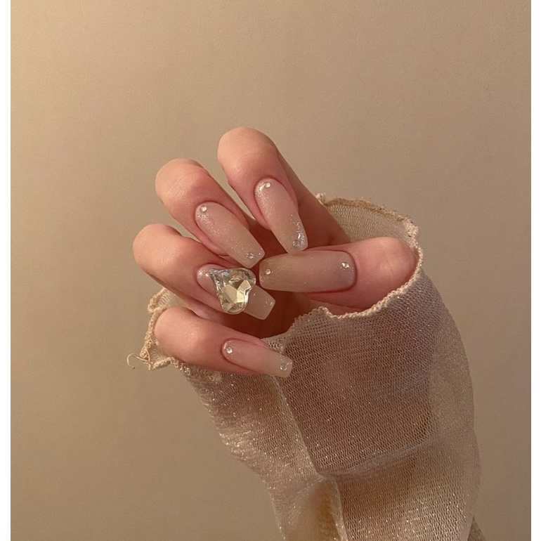 Set Charm 10 tim đính móng Siêu sáng