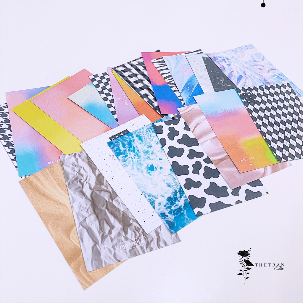 Bộ 8 sticker họa tiết đa dạng size A7 / pattern sticker pack / thetranstudio