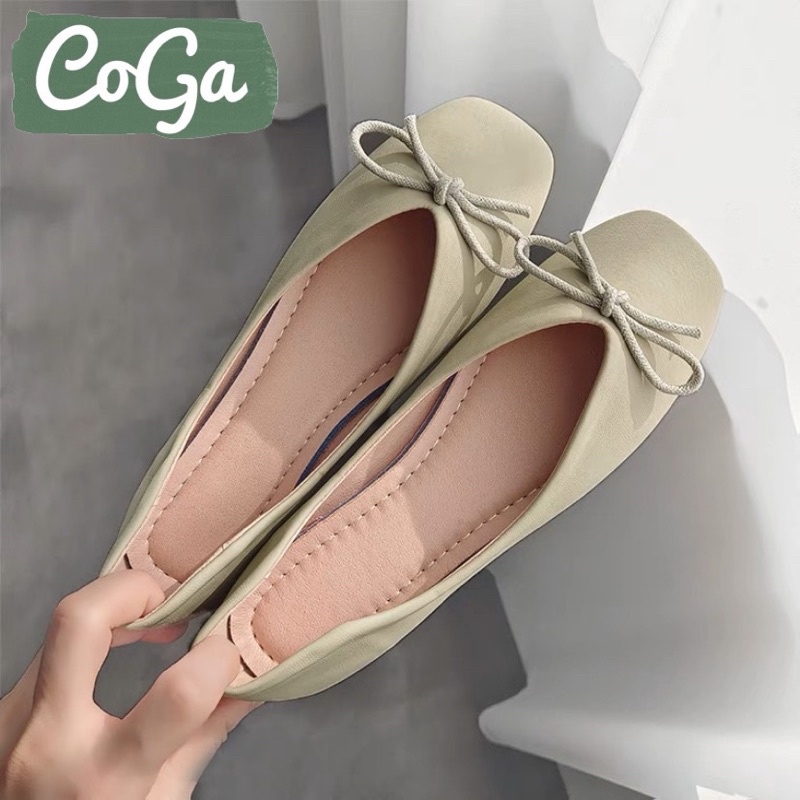Giày bệt/búp bê/đế bằng mẫu mới 2023 màu xanh ngọc bích phong cách ulzzang