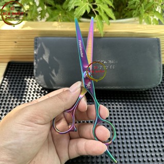 Kéo cắt tóc tỉa tóc màu titan nam nữ Nhật Bản cao cấp MS12 [1 bộ kèm ví da+lược+chỉnh kéo]