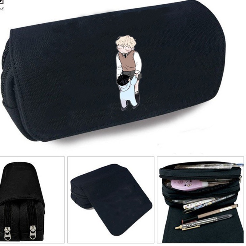 Hộp bút vải canvas khóa trắng in hình ROSES AND CHAMPAGNE Hoa Hồng và Rượu Vang manhwa BL đi học tiện lợi anime chibi