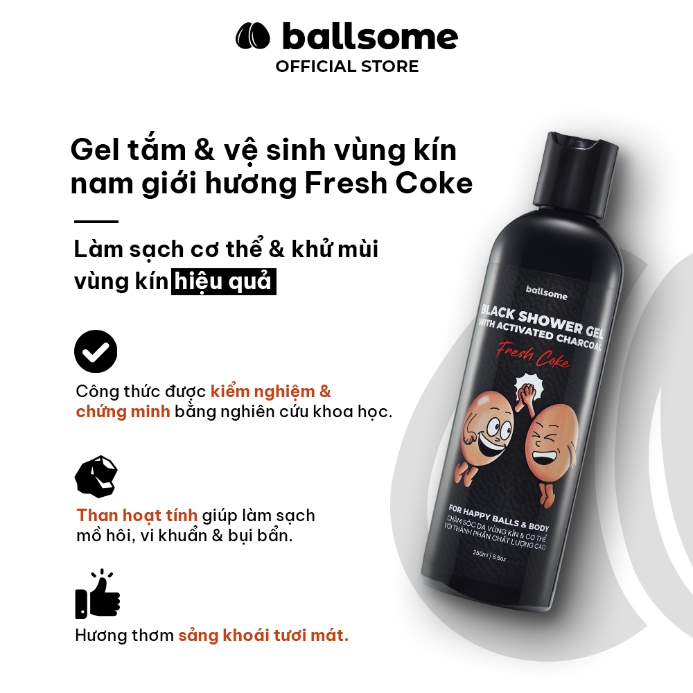 Bộ Quà Tặng Nam Giới FOR HAPPY BALLS & BODY Ballsome - Gel Tắm Than Hoạt Tính & Xịt Thơm Toàn Thân Hương Nước Hoa