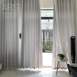 Rèm thiết kế 2 lớp Kawa grey & Home006, OREM - ODA VN, decor homestay, phòng ngủ, khách sạn