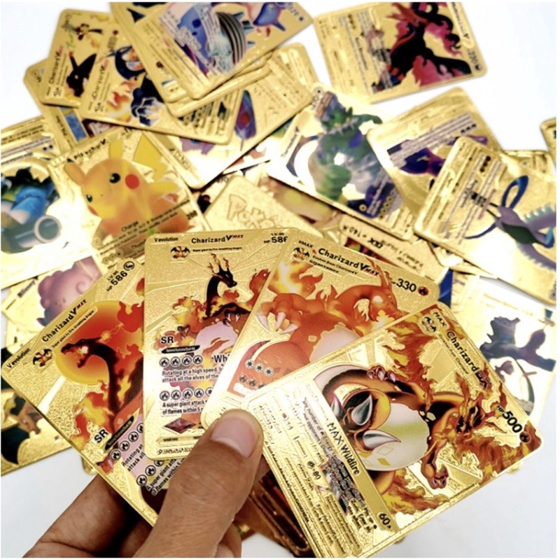 Bài Pokemon Mạ Vàng TCG -Thẻ Bài Pokemon Mạ Vàng BoardGame Vmax-Bộ 10 lá