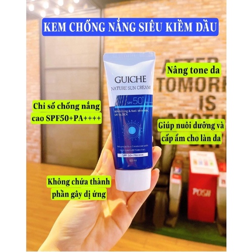 Kem Chống Nắng Guiche Nature Sun Cream SPF50+++ Hàn Quốc Nâng Tone Kiềm Dầu 60ml Fuhocometics