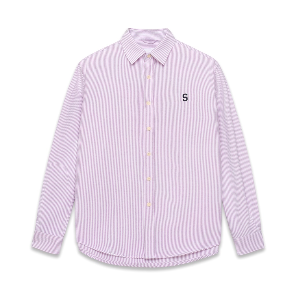 Áo sơ mi Silencestandard Premium Oxford Shirt Logo S thêu/ kẻ tím [SO02]