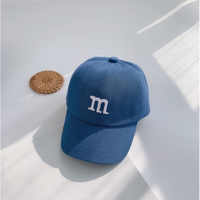 Mũ lưỡi trai cho bé từ 1-3 tuổi, chữ M, quai sau điều chỉnh, phong cách thời trang Thoáng khí Thoải mái Cotton