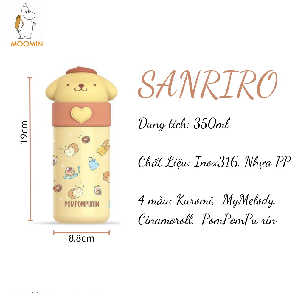 Bình giữ nhiệt SANRIRO 350ml, Bình nước hình linh thú đáng yêu - BN55